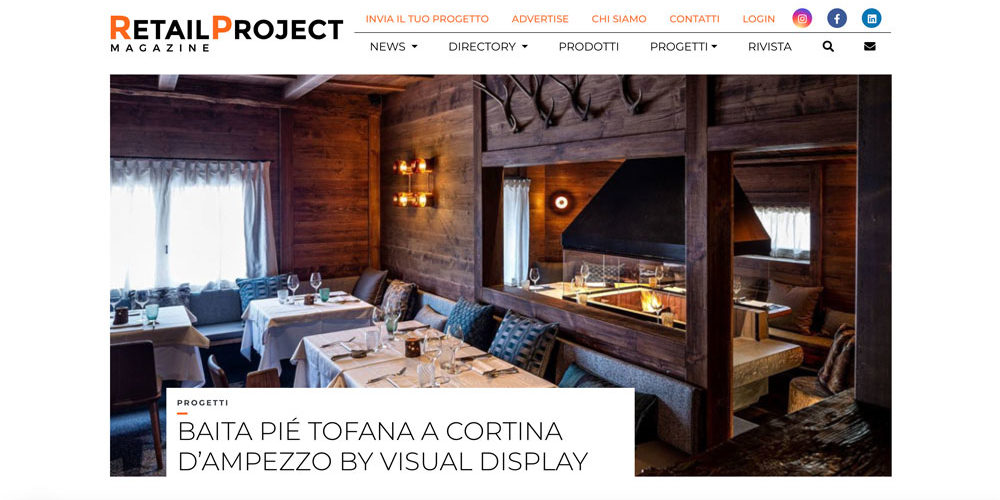 Retail Project Magazine - Rassegna stampa - Ristorante Baita Piè Tofana - Cortina d’Ampezzo