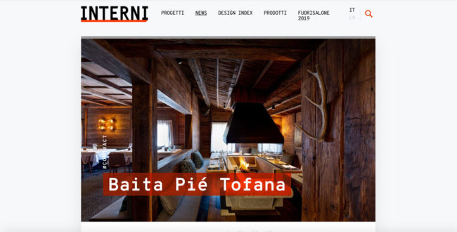 Interni Magazine – Rassegna stampa – Ristorante Baita Piè Tofana – Cortina d’Ampezzo Interni Magazine - Rassegna stampa - Ristorante Baita Piè Tofana - Cortina d’Ampezzo